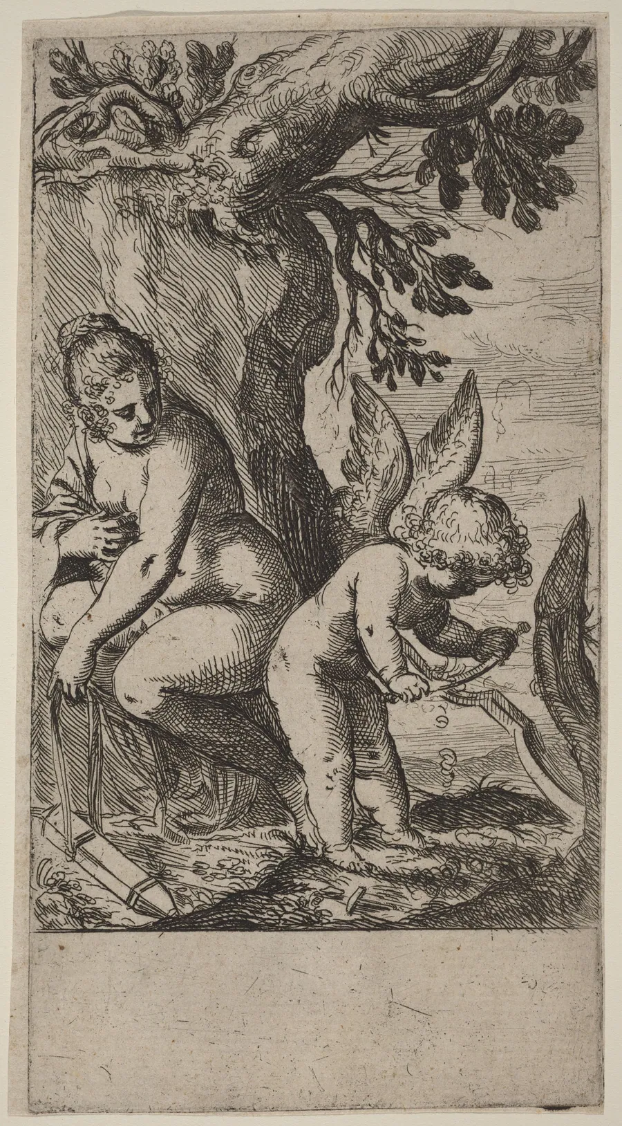 Venus with Cupid Whittling His Bow by Odoardo Fialetti