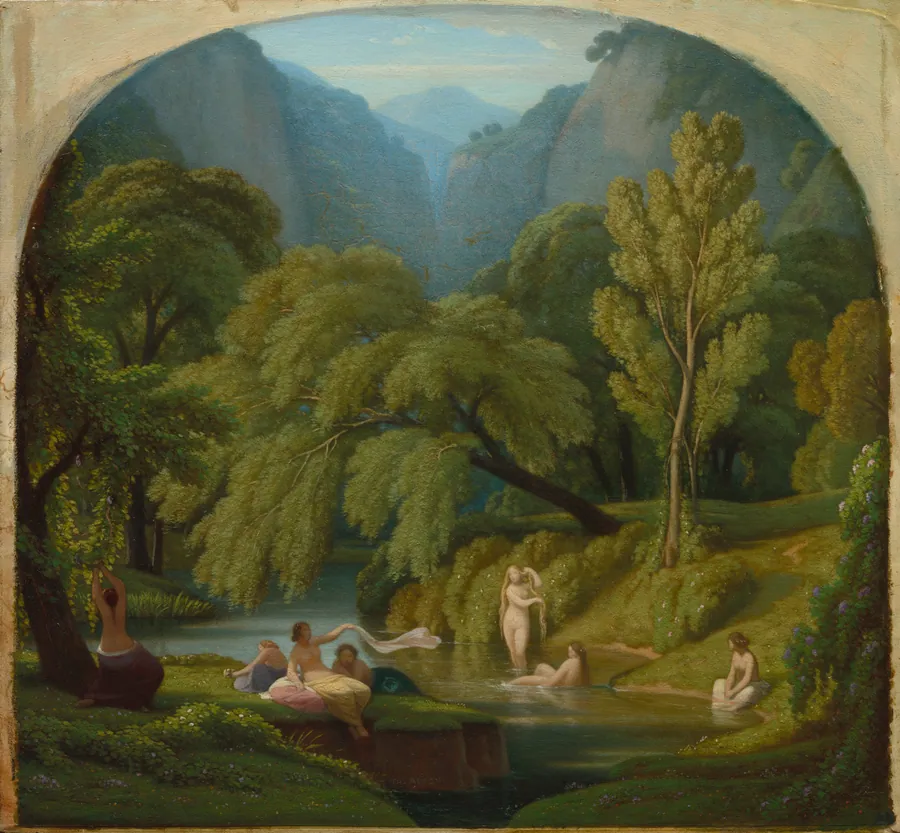 The Bathers, Souvenir of the Banks of the Anio River at Tivoli by Théodore Caruelle d' Aligny