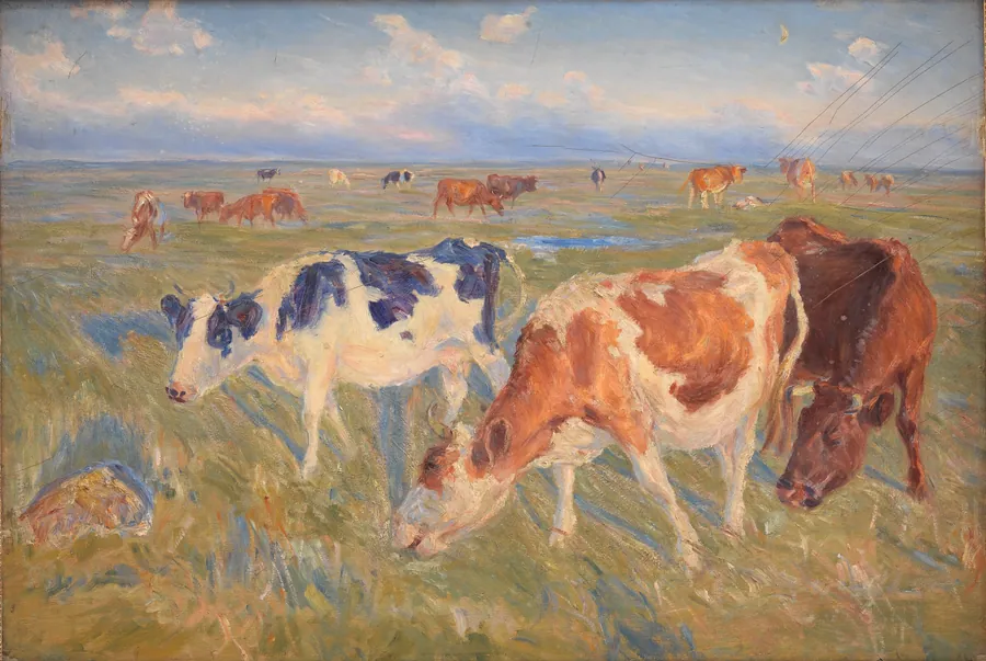 Græssende køer. Saltholm by Theodor Philipsen