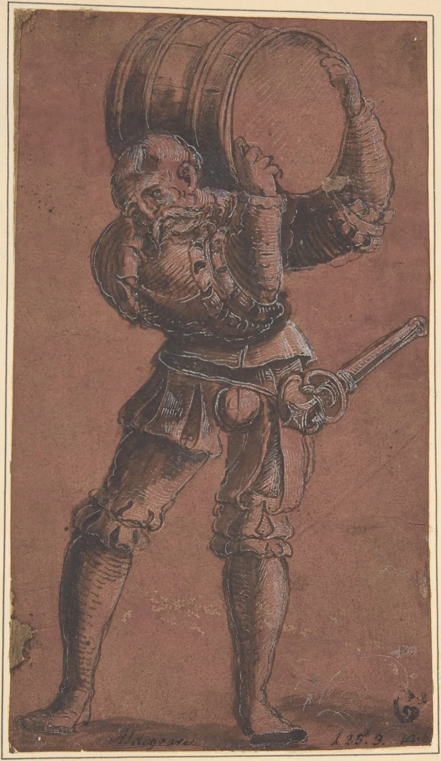 Landsknecht Carrying a Barrel by Georg Lemberger