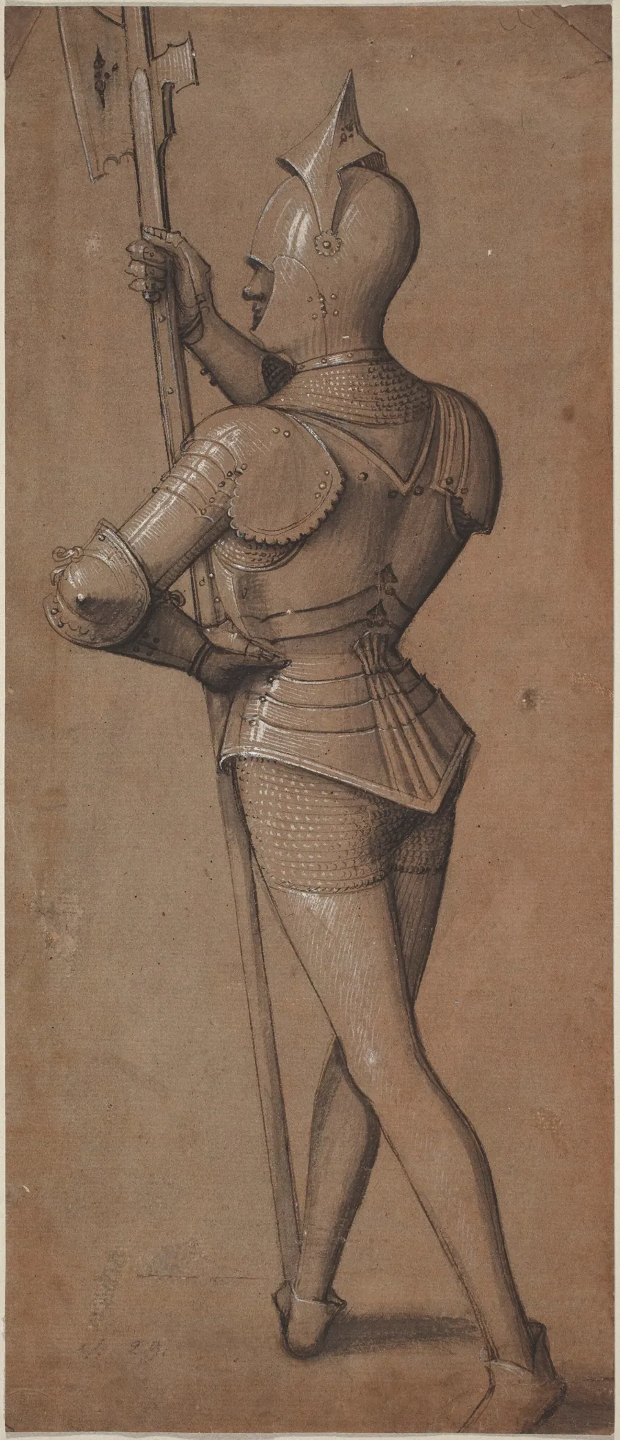 Knight in Armor, Holding a Halberd by Swabian 15th Century