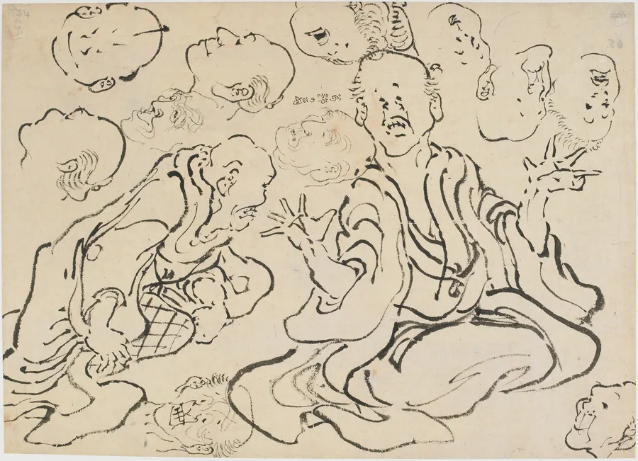 Various Faces by Katsushika Hokusai 葛飾北斎 (1760-1849)
