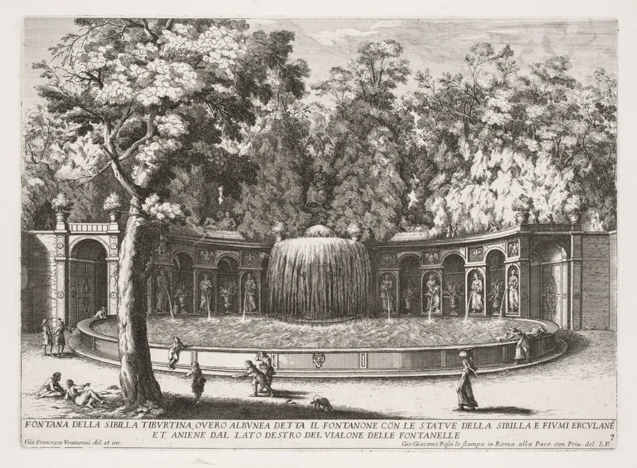 The Fountains of Rome (Le fontane di Roma), Book IV, plate 7: Fountain of the Tiburtine Sibyl (Fontana della Sibilla Tiburtina) by Giovanni Francesco Venturini