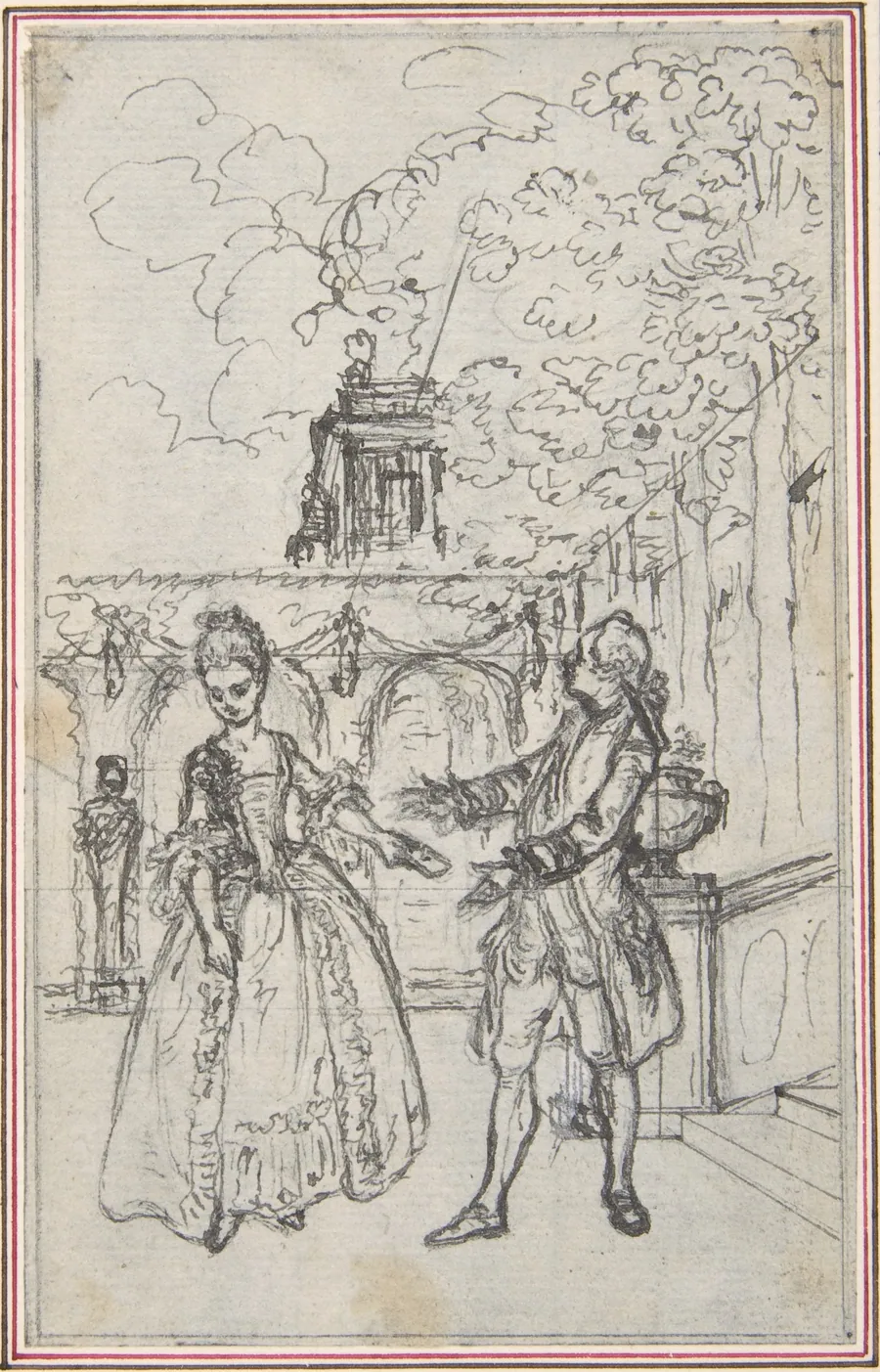 Design for a Scene in de Laujon's "L'Amoureux de quinze ans, ou la Double-Fête..." by Hubert François Gravelot