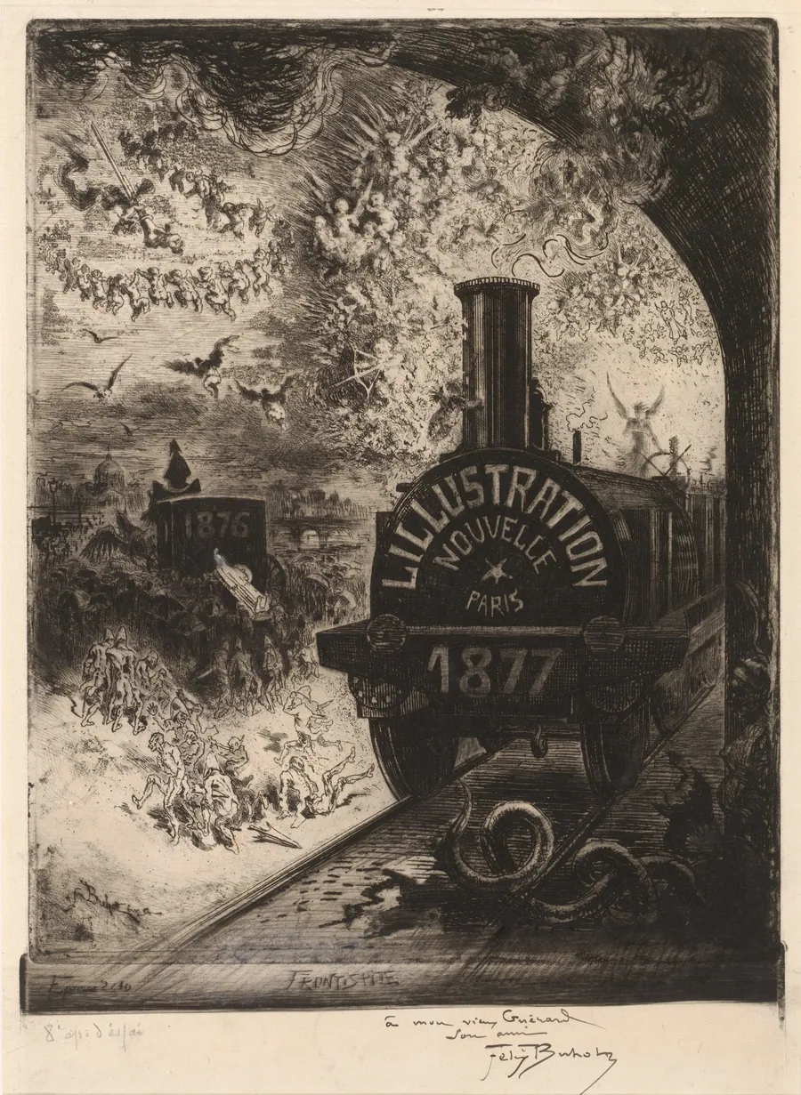 Frontispiece for L'Illustration Nouvelle: The Burial of the Burin by Félix-Hilaire Buhot