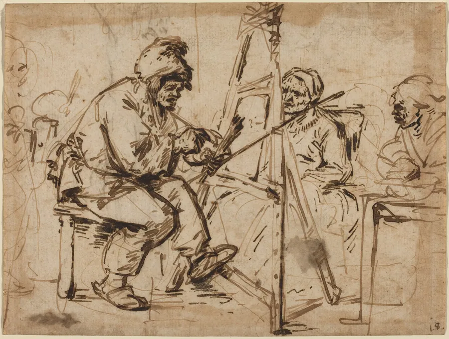 An Artist Seated at His Easel [recto] by Andries Both