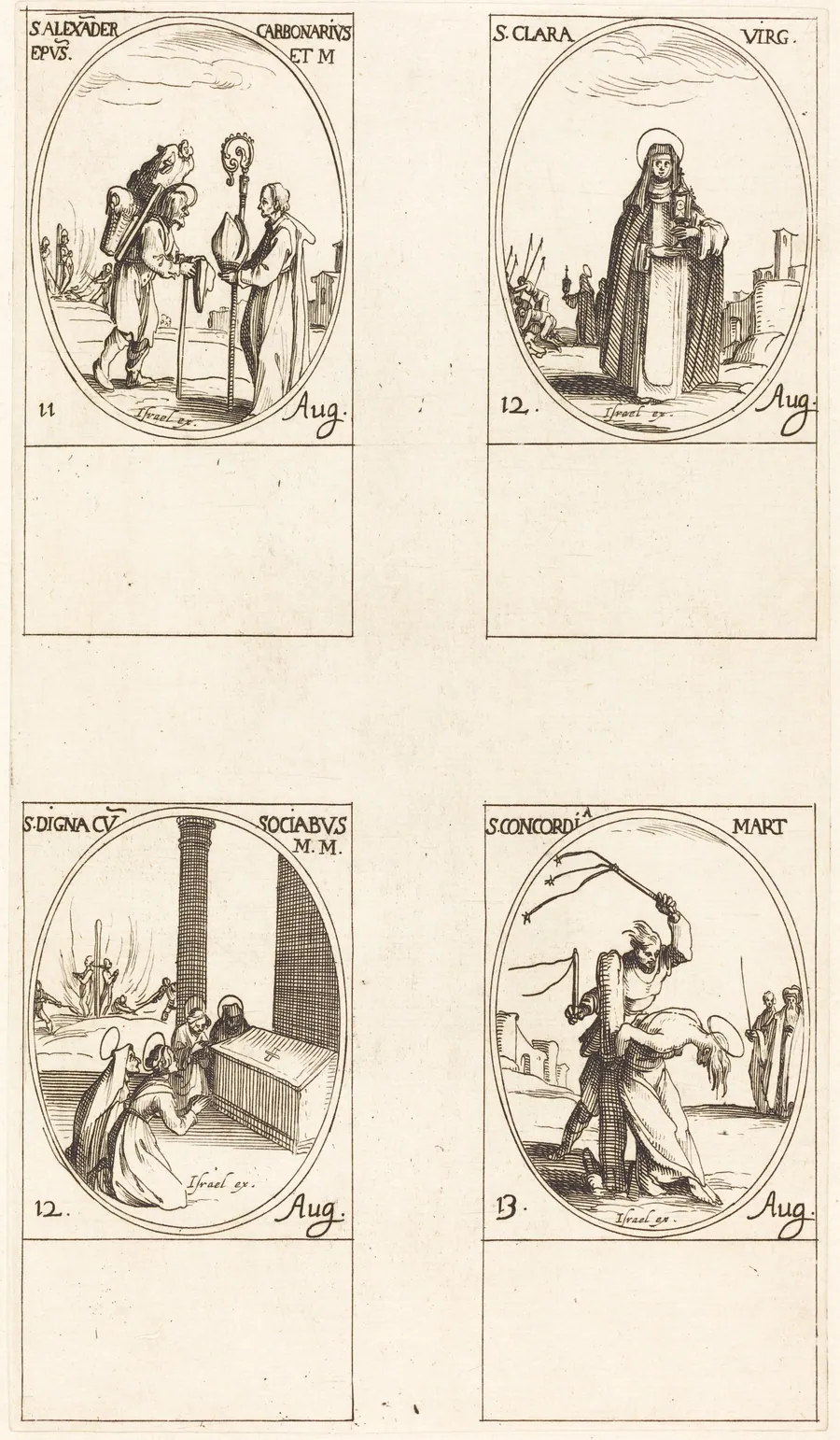 St. Alexander Carbonarius; St. Clare; St. Digna and Companions; St. Concordia by Jacques Callot
