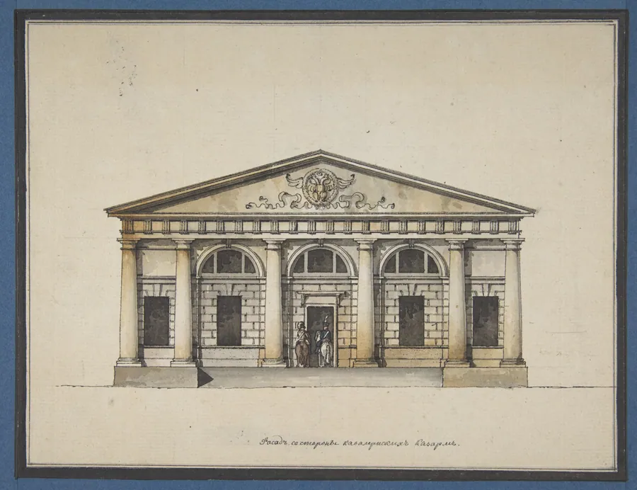 Project for the Riding-School of the Horse Guards in Saint Petersburg - Elevation of the Side Entrance by Giacomo Quarenghi