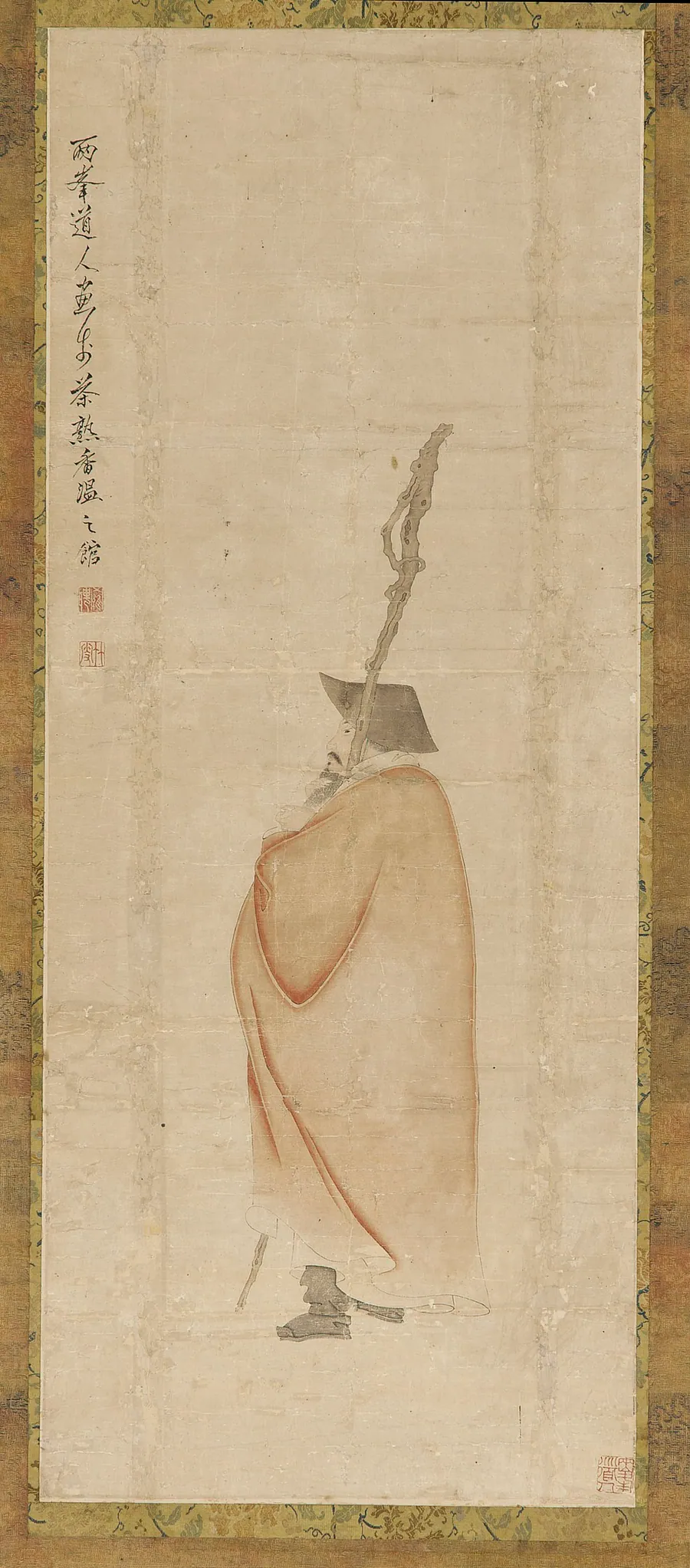 Standing man in a red coat by Luo Ping (1733-1799)