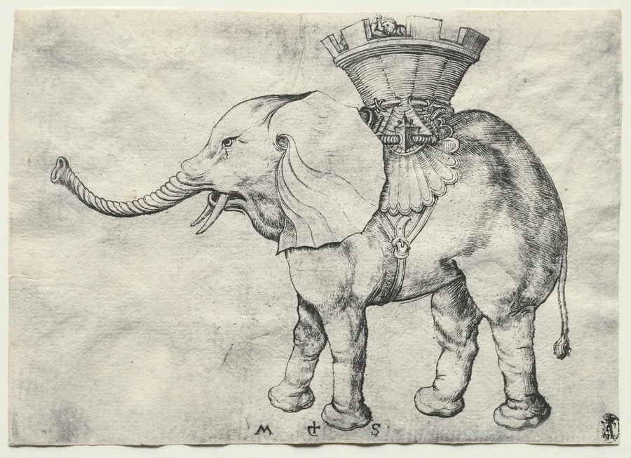 An Elephant with Howdah by Martin Schongauer