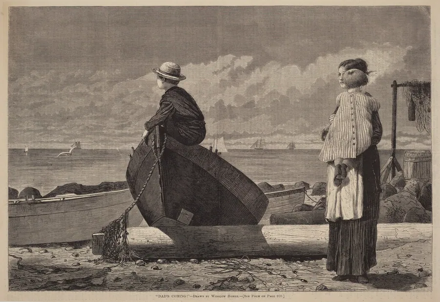 "Dad's Coming!" by American 19th Century