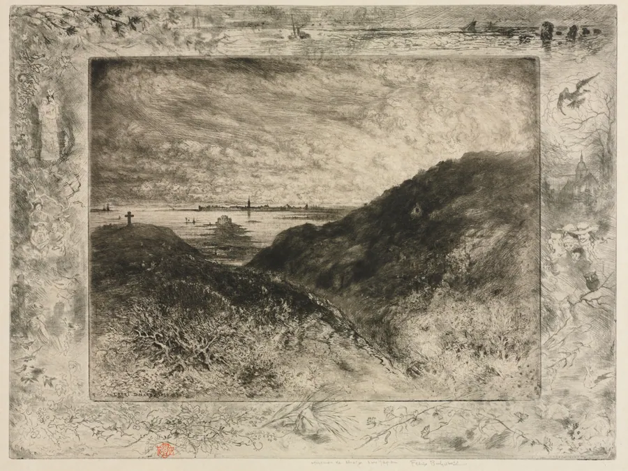 The Cliff: Bay of Saint-Malo by Félix Hilaire Buhot