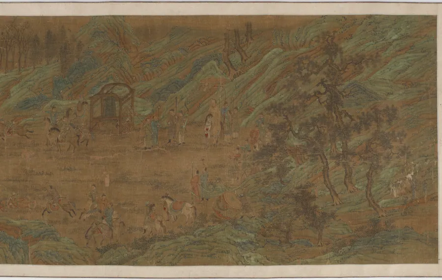 An imperial hunt by Formerly attributed to Zhao Mengfu 趙孟頫 (1254-1322)