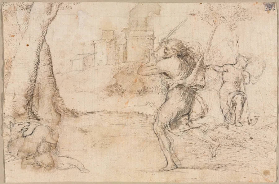 Romulus and Remus Found by Faustulus (recto) by Romanino