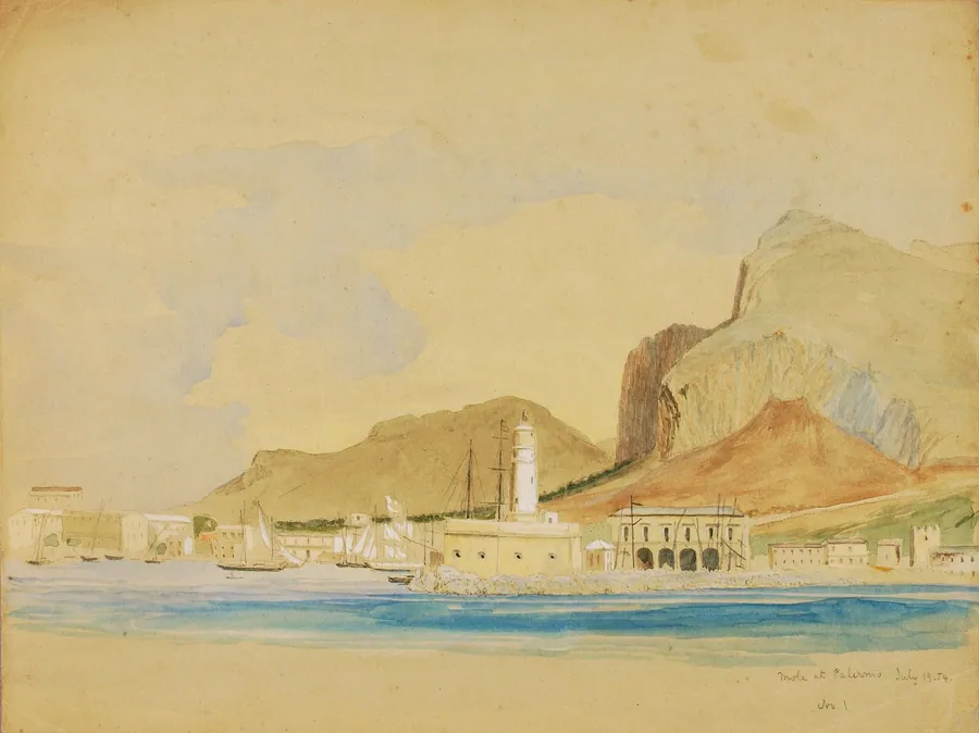 Moli at Palermo by Miner Kilbourne Kellogg, born Manlius Square, NY 1814-died Toledo, OH 1889