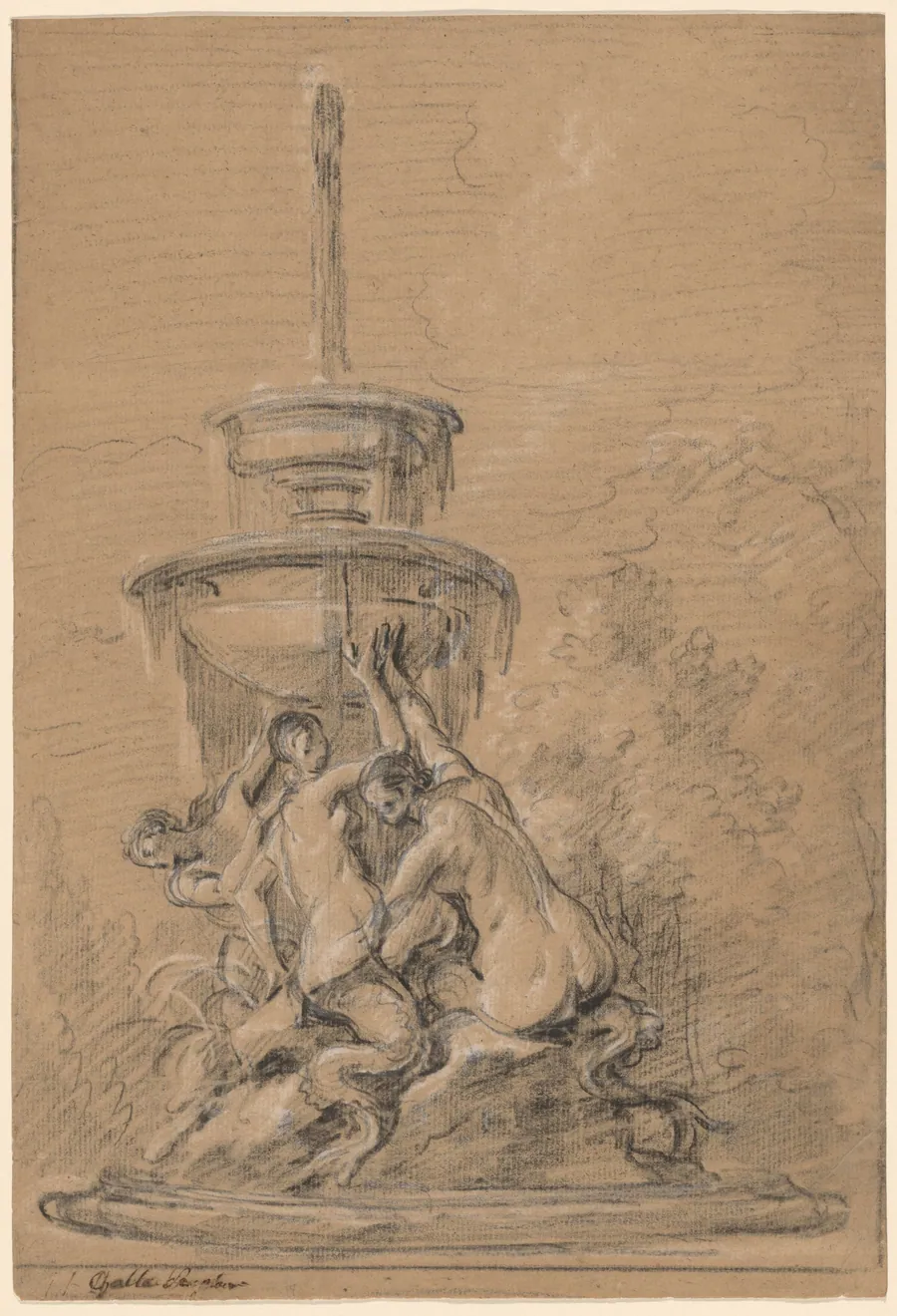 A Fountain with Three Nereids by Joseph Ignace François Parrocel
