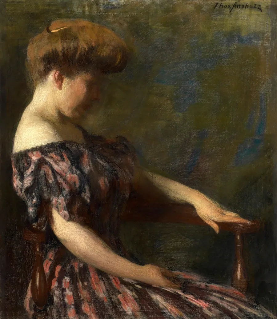 A Flowered Gown by Thomas Anshutz, born Newport, KY 1851-died Fort Washington, PA 1912
