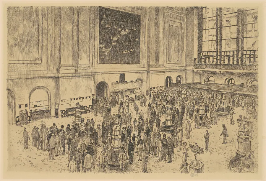 Floor of the Stock Exchange by Childe Hassam
