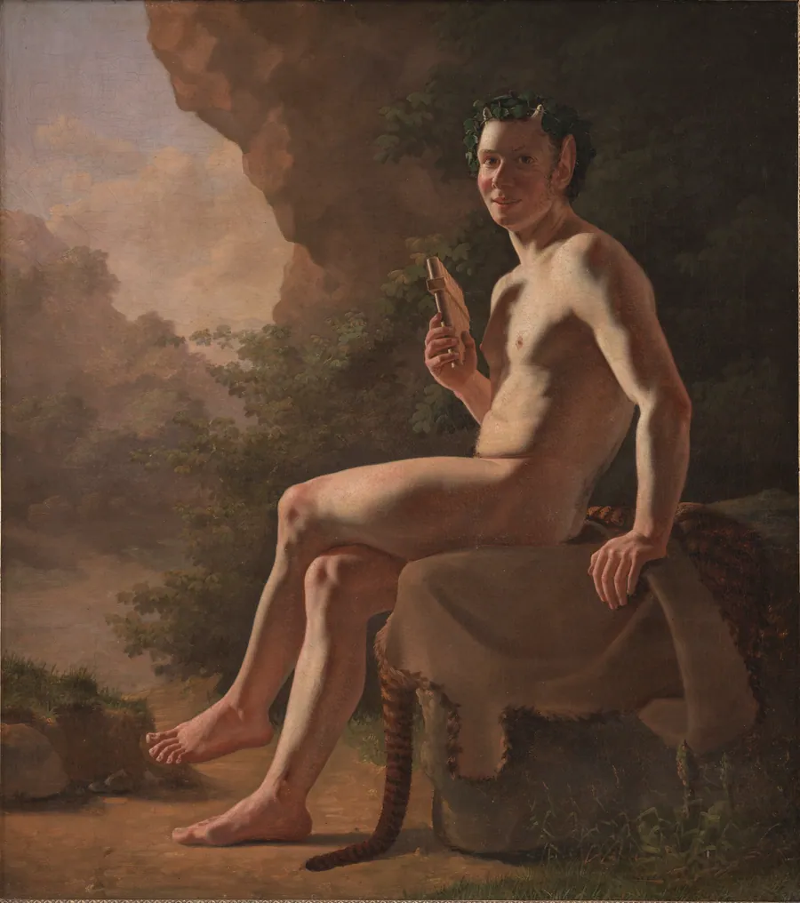Ung Pan i en grotte. Modelfigur by Wilhelm Bendz