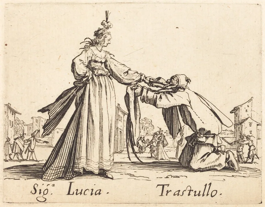 Signa. Lucia and Trastullo by Jacques Callot