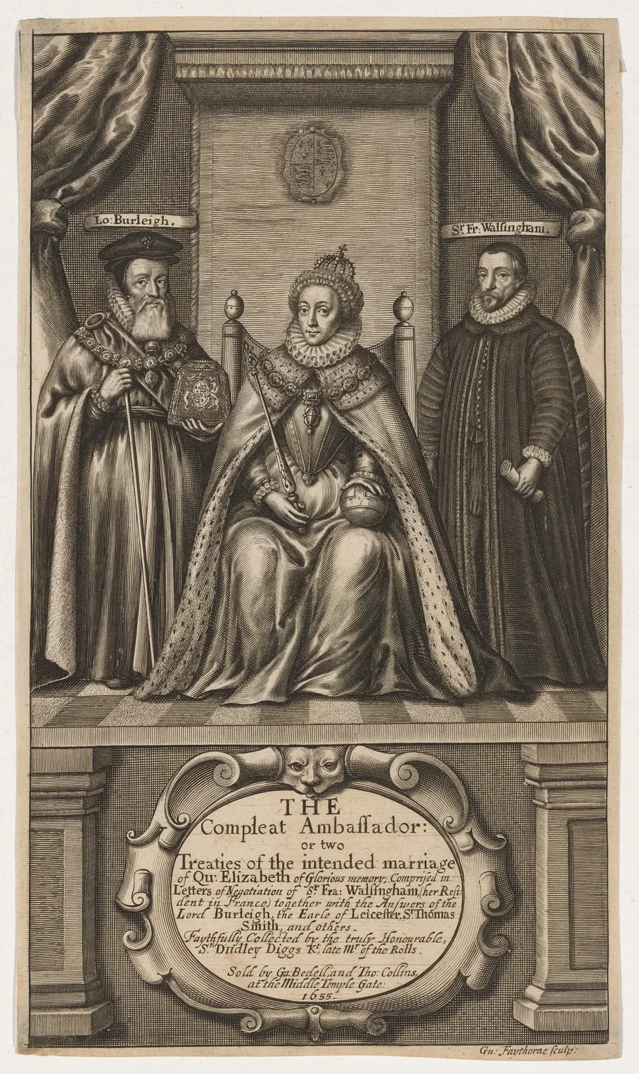 Title Page to Sir Dudly Digges, The Compleat Ambassador by William Faithorne