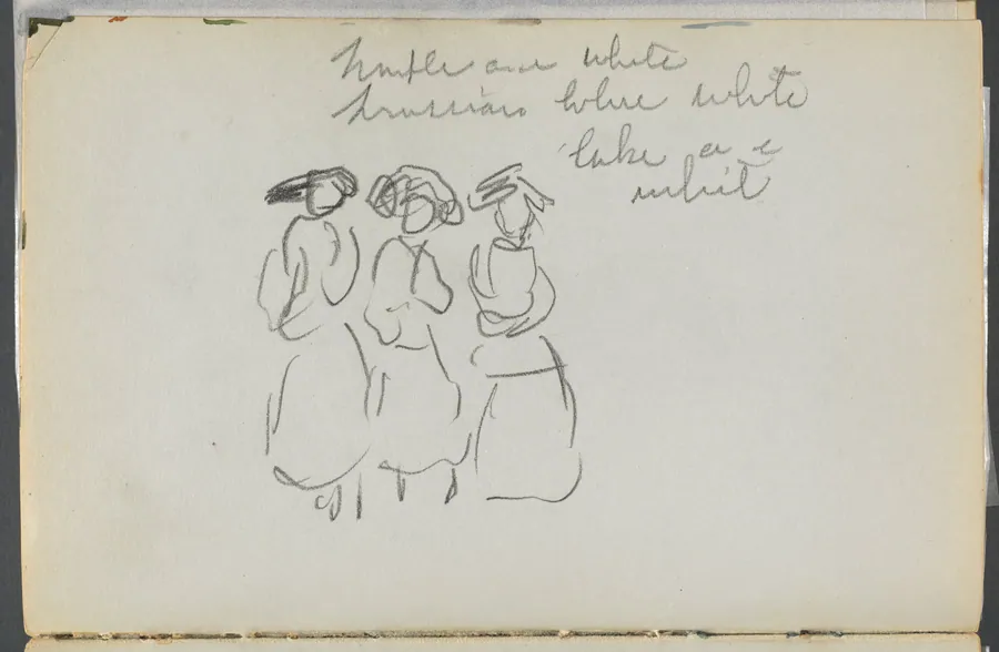 Sketchbook, The Dells, N° 127, page 140: Three Figues with Color Notations by Maurice Prendergast