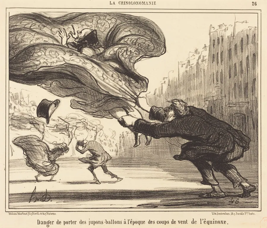 Danger de porter des jupons-ballons... by Honoré Daumier