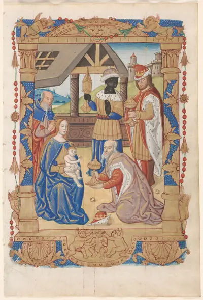 Leaf from a Book of Hours: Adoration of the Magi (recto)