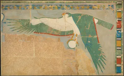 Facsimile of a falcon protecting the king
