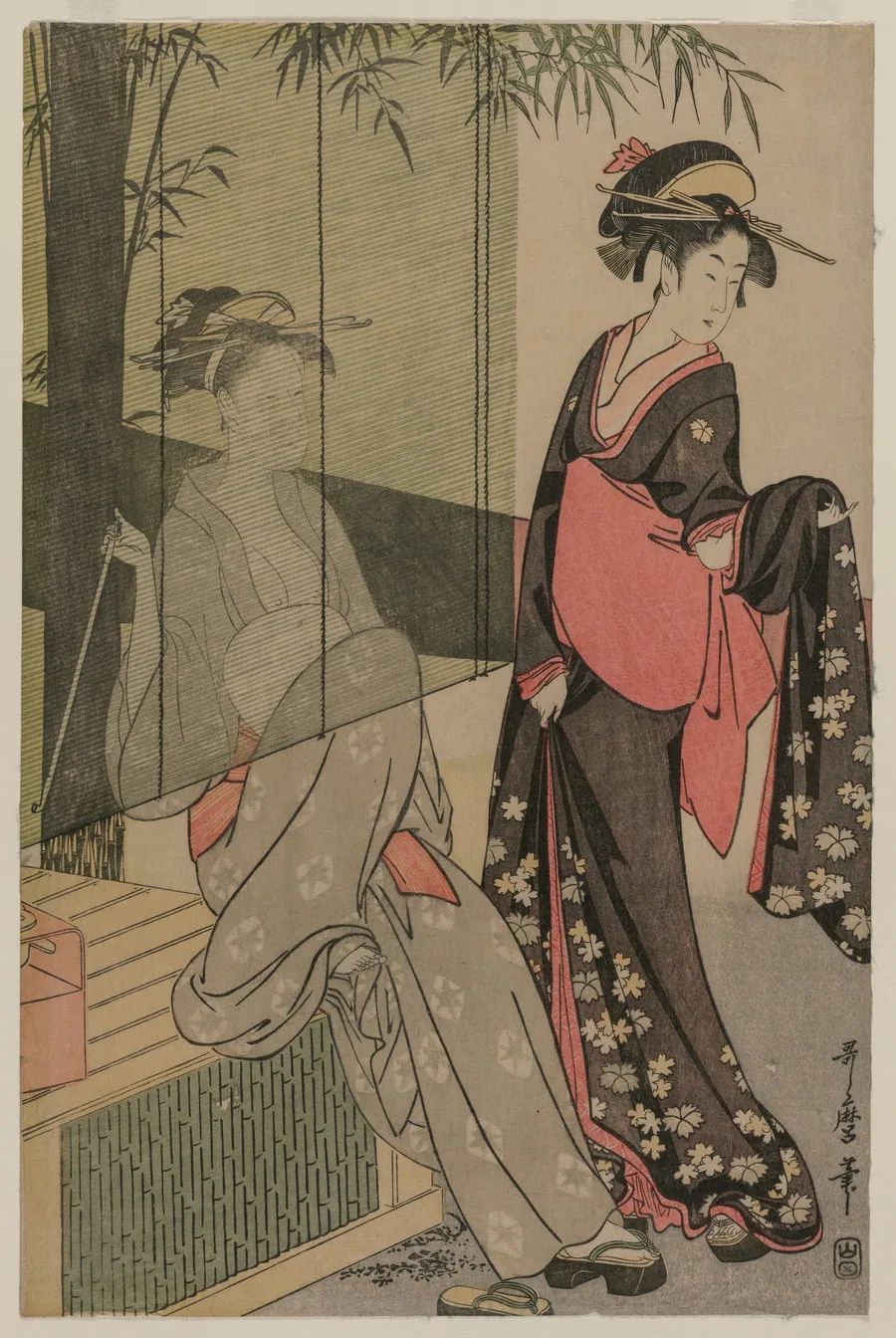 Two Women by a Bamboo Blind by Kitagawa Utamaro
