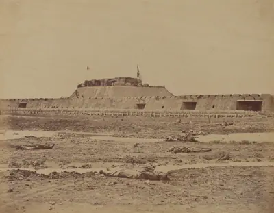 Rear of the North Fort After Its Capture, Showing the Retreat of the Chinese Army, August 21, 1860