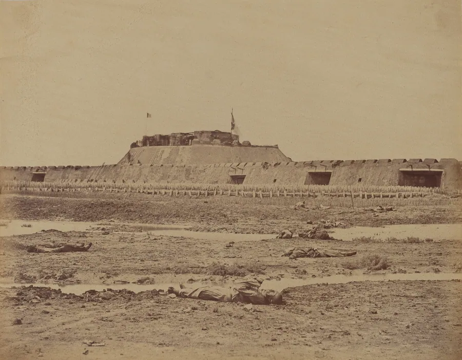 Rear of the North Fort After Its Capture, Showing the Retreat of the Chinese Army, August 21, 1860 by Felice Beato