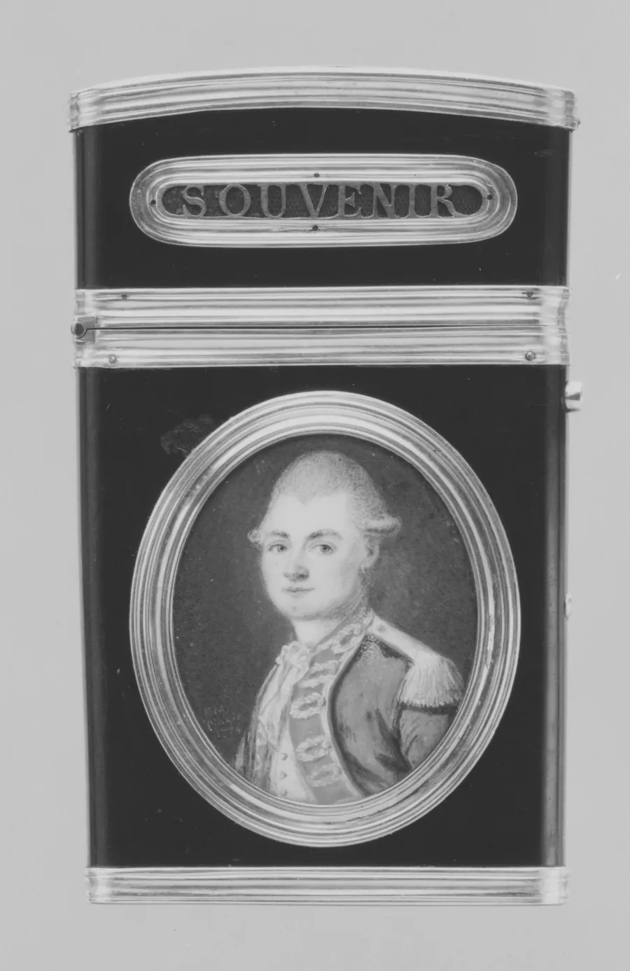 Souvenir with portrait of a man, said to be Lieutenant d'Alézac by Jean-Pierre Mendouze