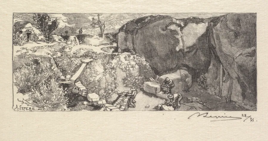 Fontainebleau Forest: Sandstone Quarry (La Forêt de Fontainebleau: La Carrièrre de Grès) by Auguste Louis Lepère