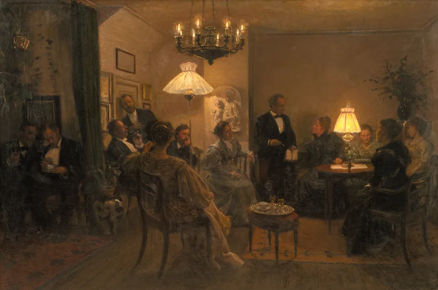 Aftenselskab i mit hjem by Viggo Johansen