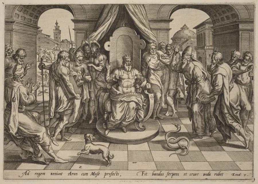 Moses and Aaron before the Pharoah by Johan Wierix