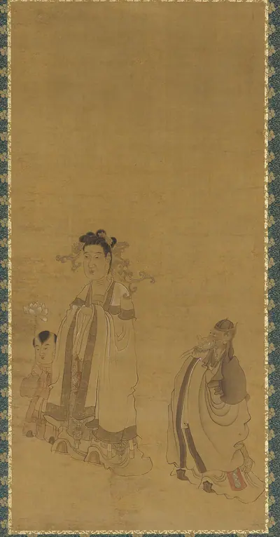The dragon king revering the Buddha