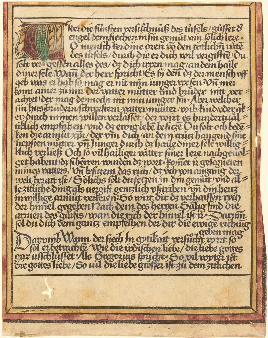Exhortation Against Avarice by German 15th Century