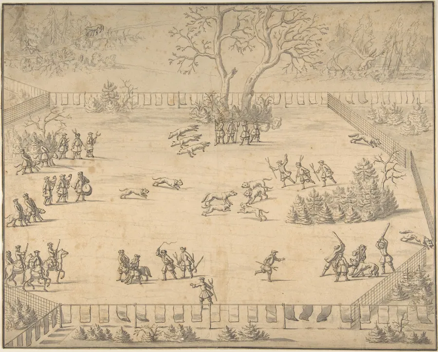 Design for an Illustration to Hans Friedrich von Fleming, "Der Volkommene Teursche Jäger..." Leipzig 1719 by Anonymous, German, 18th century