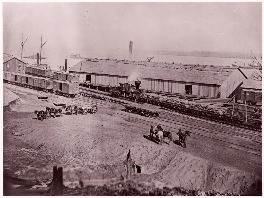 Terminus of U.S. Military Railroad, City Point, Virginia by Andrew Joseph Russell
