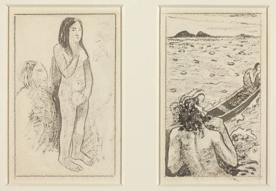 Parau No Te Varau Ino (left); Tahitian Legend (right) by Paul Gauguin