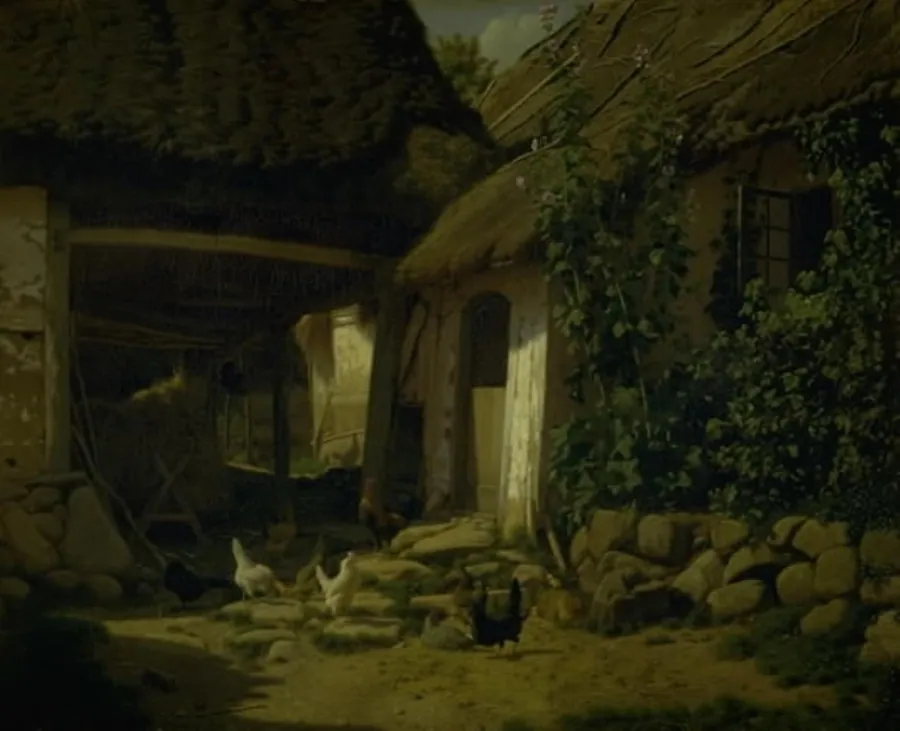 Det indvendige af en bondegård by Frederik Vermehren