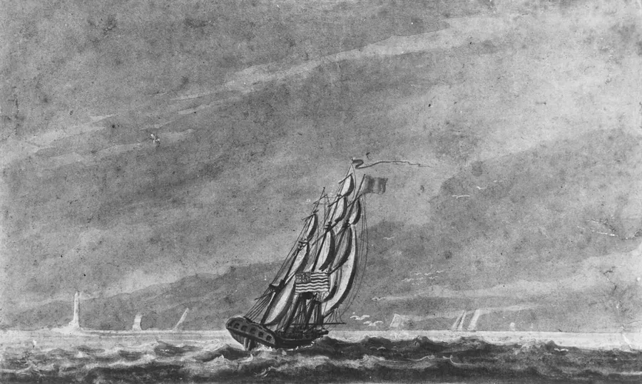 Full Sail off Sandy Hook—Entrance to New York Harbor by Pavel Petrovich Svinin