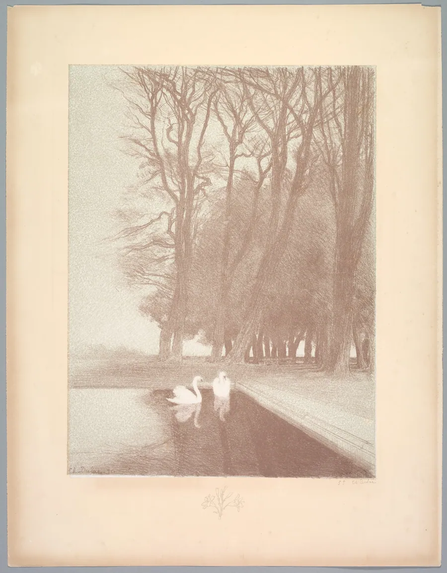 Suite de Paysages: Landscape, Plate 6, Remarque, Lilies by Charles Marie Dulac