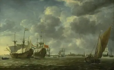 Skibe på Maasfloden ud for Rotterdam