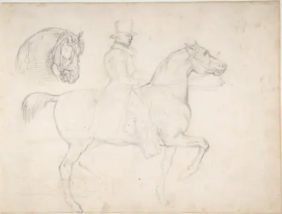 Man on Horseback, and Study of Horse's Head