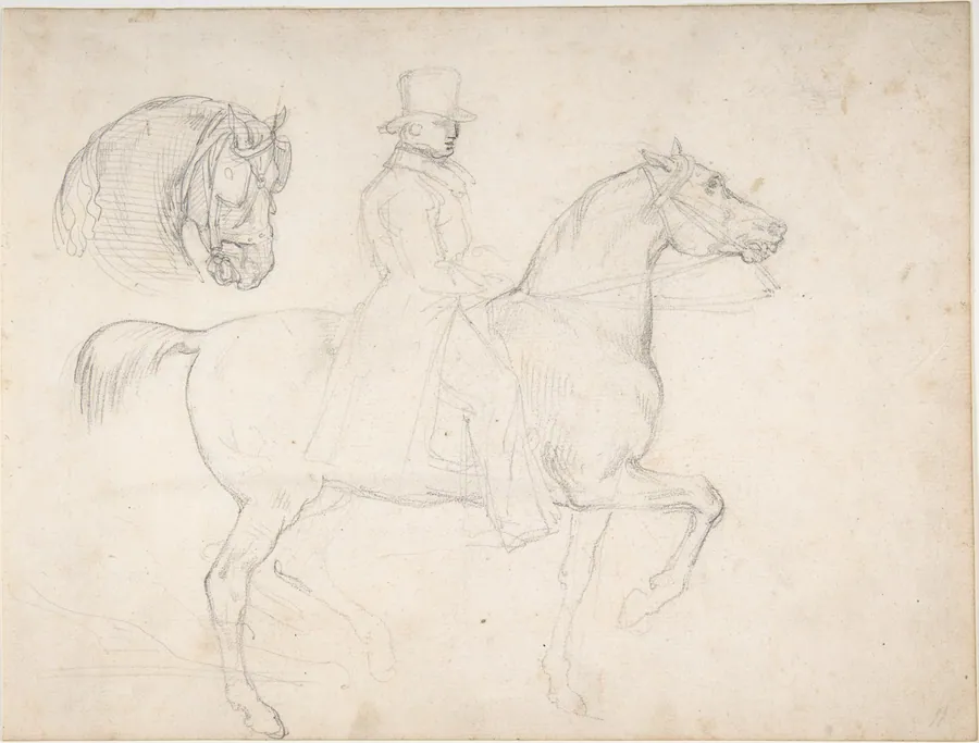 Man on Horseback, and Study of Horse's Head by Théodore Gericault