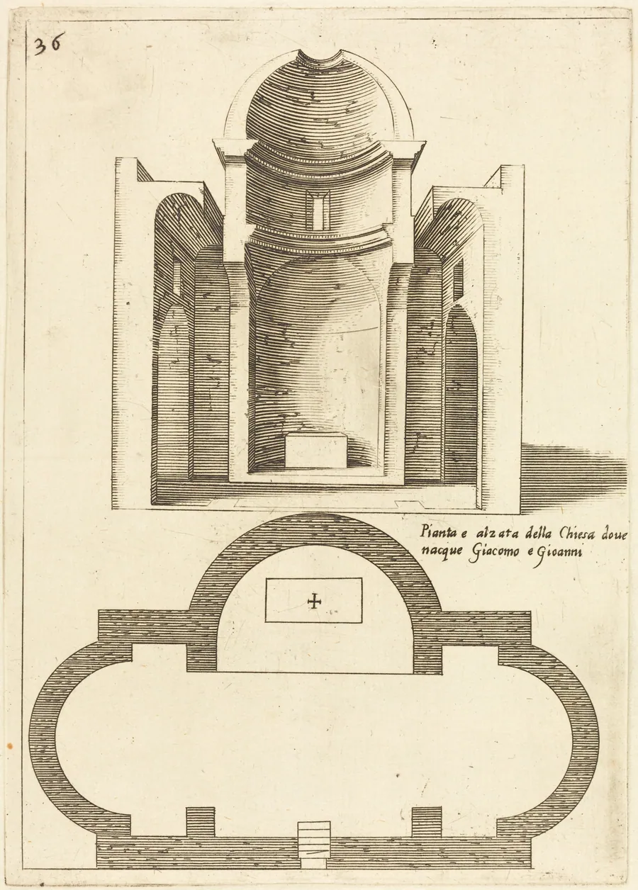 Plan and Elevation of the Church of Saints James and John by Jacques Callot