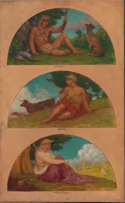 The Progress of Civilization: Hunting, Herding, Agriculture (mural study, State Capitol, Des Moines, Iowa)