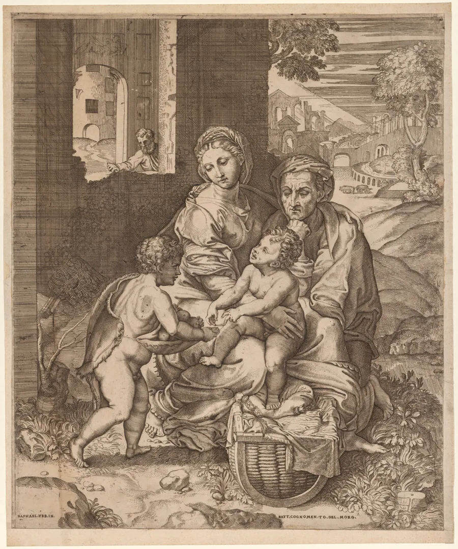 The Holy Family (La Perla) (after Raphael) by Battista Angolo del Moro